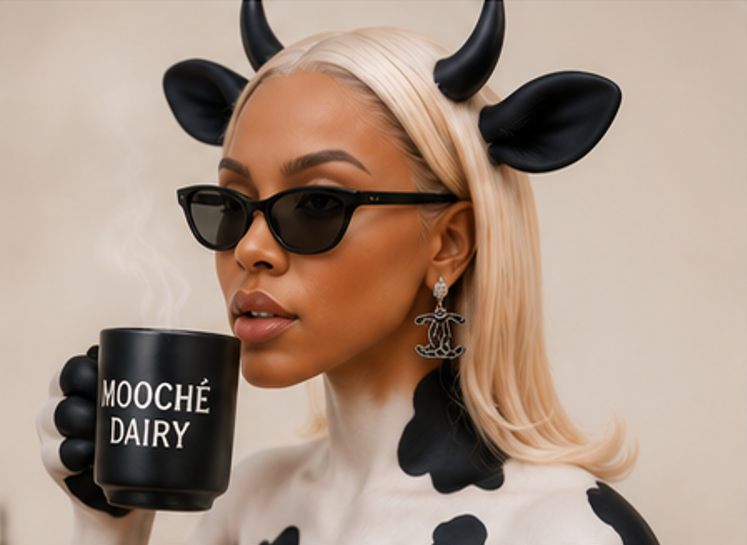 Ansem's milker portrait with MOOCHÉ DAIRY mug